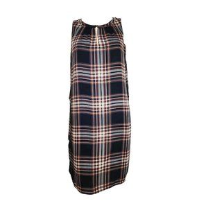 Ann Taylor Loft Dress Womens Size M Outlet Blue Pink Plaid Sleeveless Pullover
